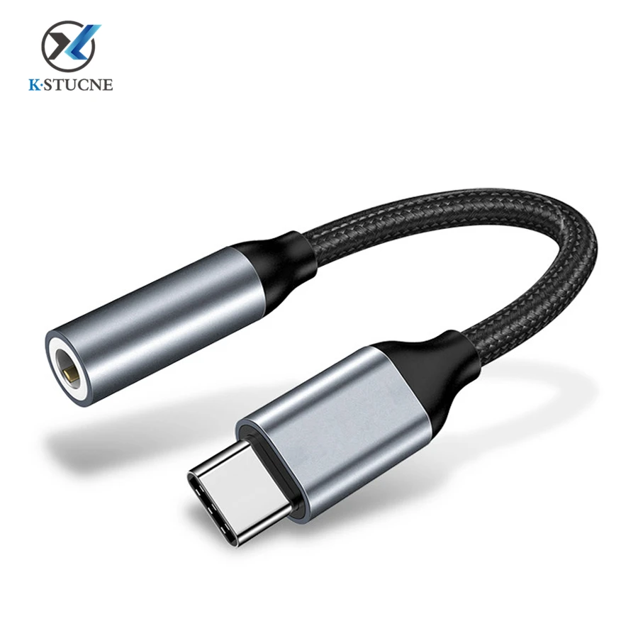 Кабель для наушников KSTUCNE с разъемом типа C до 3,5 мм Usb C до 3,5 Aux аудио адаптер для наушников huawei mate 20 P30 Pro Xiaomi Mi 8 9 SE - Цвет: Черный