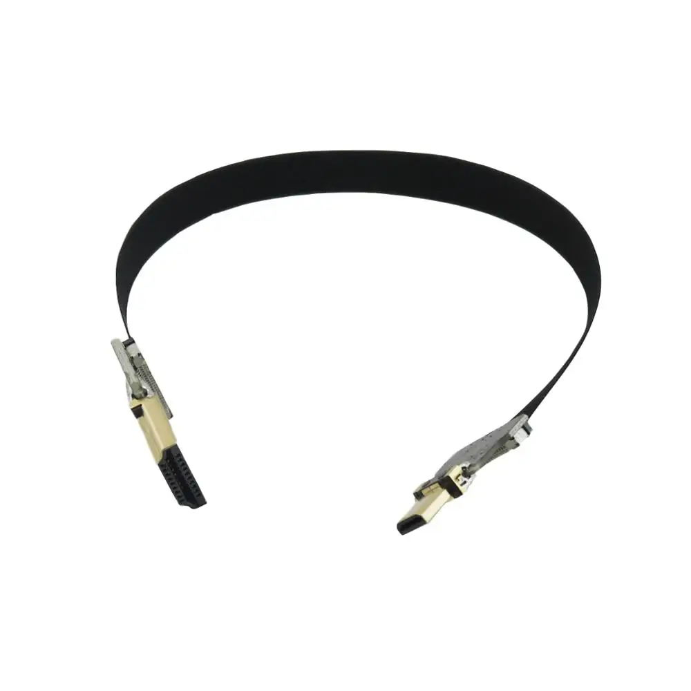 1х FPV HDMI type A Male to Micro HDMI штекер позолоченный FPC плоский Соединительный кабель 20 см прямой/вверх/вниз угол