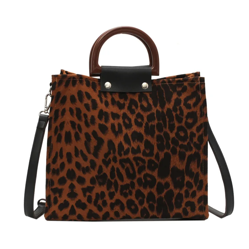 Deep leopard Женская сумка, роскошные сумки на плечо, модные холщовые леопардовые принты, деревянные портативные кошельки, большая вместительность, женские сумки для покупок - Цвет: Deep leopard