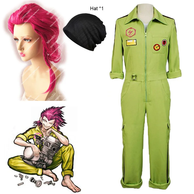 Kazuichi суды Косплэй комбинезон костюм Danganronpa 2: Прощай отчаяние парик для взрослых