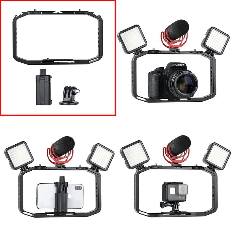 

Vlog Video Rig Handheld Metal Mount Adapter with 1/4 3/8 Screw,Clip for GoPro Hero 7 6 5 Phone LED Video Light Microphone Tripod