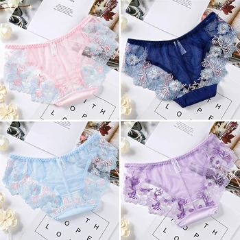

Women's Underwear Sexy Lace Panties Briefs Transparent Thongs G-string Embroidery Floral Female Lingerie Intimates Underpants