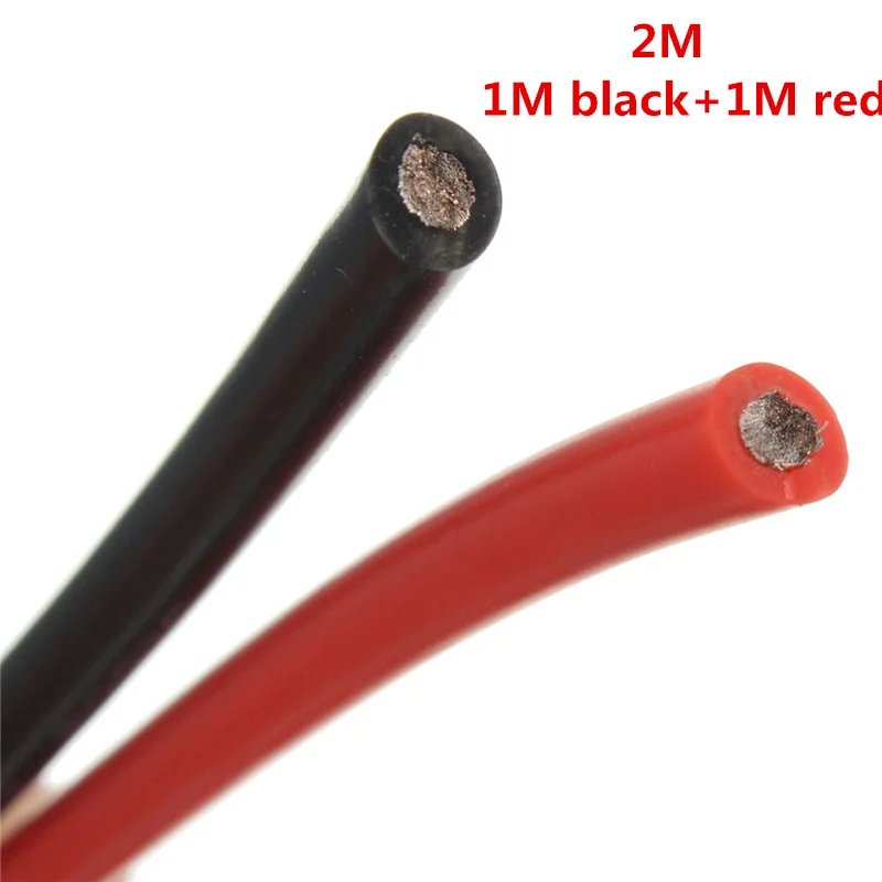2 м-12/16/18/20/26/28/30AWG двух проводов силиконовый провод SR гибкий многожильный Медь электрические кабели 1 м черный + 1 м красный