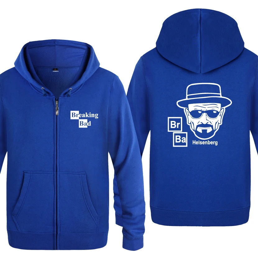 LAY BAT BREAKING BAD HEISENBERG свитшоты мужские мужские с молнией с капюшоном флисовые толстовки кардиганы - Цвет: LAY BAT