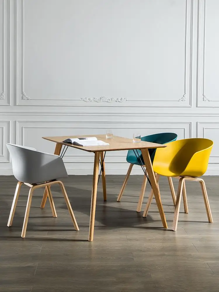 Нордический обеденный стул домашний пластиковый креативный стол стул простой стул для разговора журнальный столик из цельного дерева стол и стулья