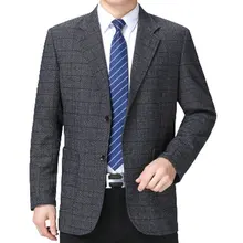 

2022 Classical Plaid Blazers For Men Smart Casual Checked Pattern Suits Jackets Grey Blue Elegant Outfits Four Season Garment