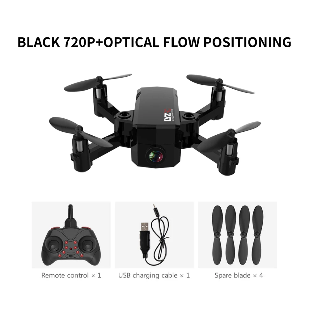 L102 Мини профессиональный оптический поток камера Дрон 720p HD WiFi FPV щетка Пропеллер для мотора батарея воздушный Дрон на ру Квадрокоптер - Цвет: black 720p OP