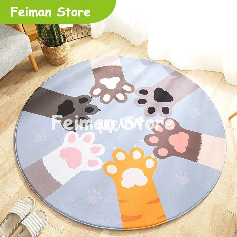 Мультфильм Кот кролик круглые ковры для гостиной спальни ковры и ковры Детские ползающие коврики милые детские ковры для комнаты