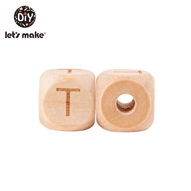 Let'S Make Wooden Beads For Rattles 500Pc Square Beech Wood Alphat English Letter Beads Baby Toys Diy Handmaking Wooden Teether T