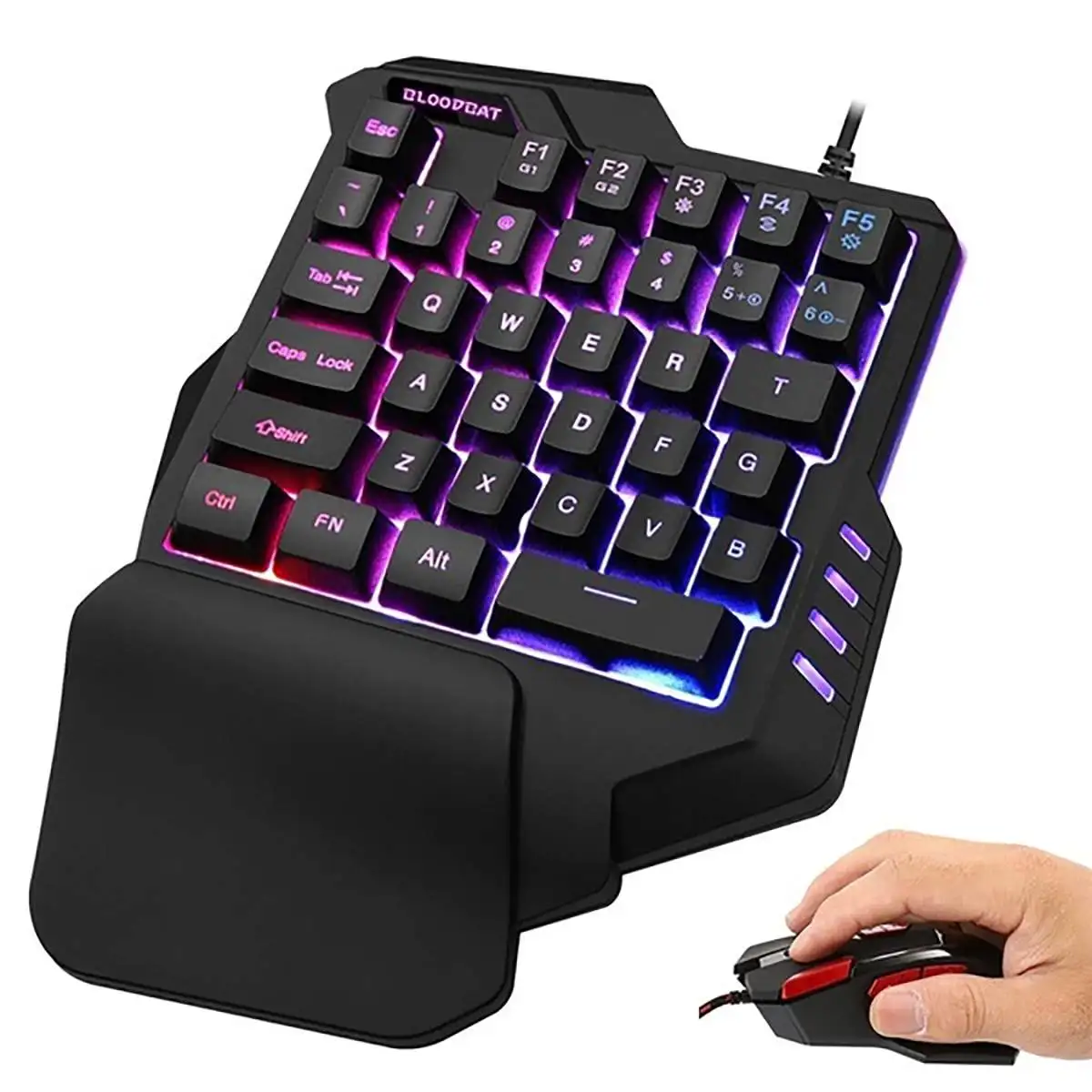 

Mini Keyboard/Mouse Wired Gaming Mechanical Keypad with One-handed Keyboard LED Backlight for Game Fortnited PC Keycaps Mice