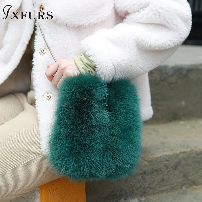 Новинка 2020 модная сумка FXFURS из натурального Лисьего меха 100% натуральные меховые