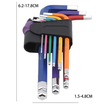 

1set 1.5mm-10mm Color Coded Ball-End Hex Allen Key L Wrench Set Torque Long Metric With Sleeve Hand Tools Bicycle Accessories