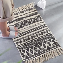 Хлопковый льняной ковер с кисточками, прикроватный коврик, геометрический Коврик для пола, для гостиной, спальни, украшение для дома, богемный ковер с кисточками