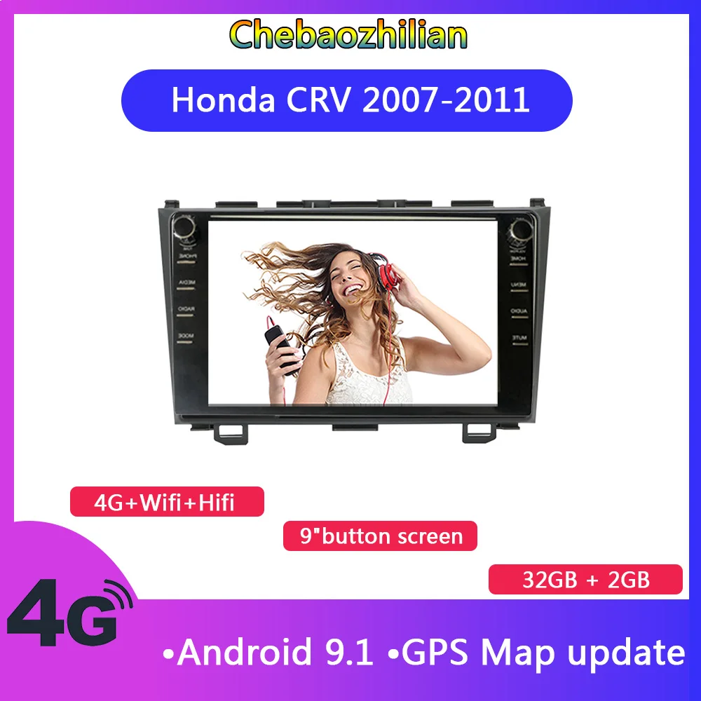 9 1 дюймовый кнопочный экран Android автомобильный Радио gps навигатор для Honda CRV 2007-2011