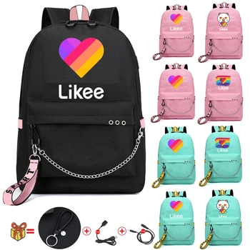 

Likee Backpack USB Charging School Bags Russian Zipper Bookbag "LIKEE 1 (Like Video)" for Boys and Girls Waterproof Backpack New