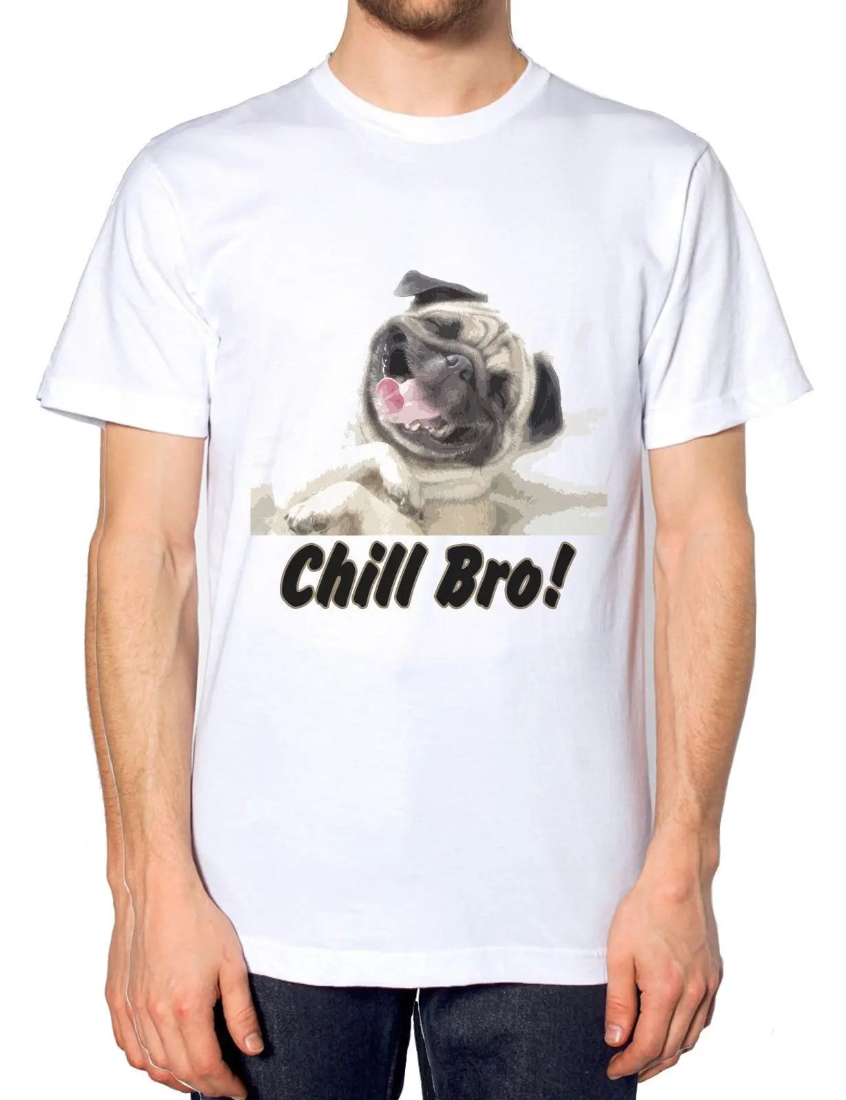 Забавная Мужская футболка с изображением мопса и холода Детская рисунком