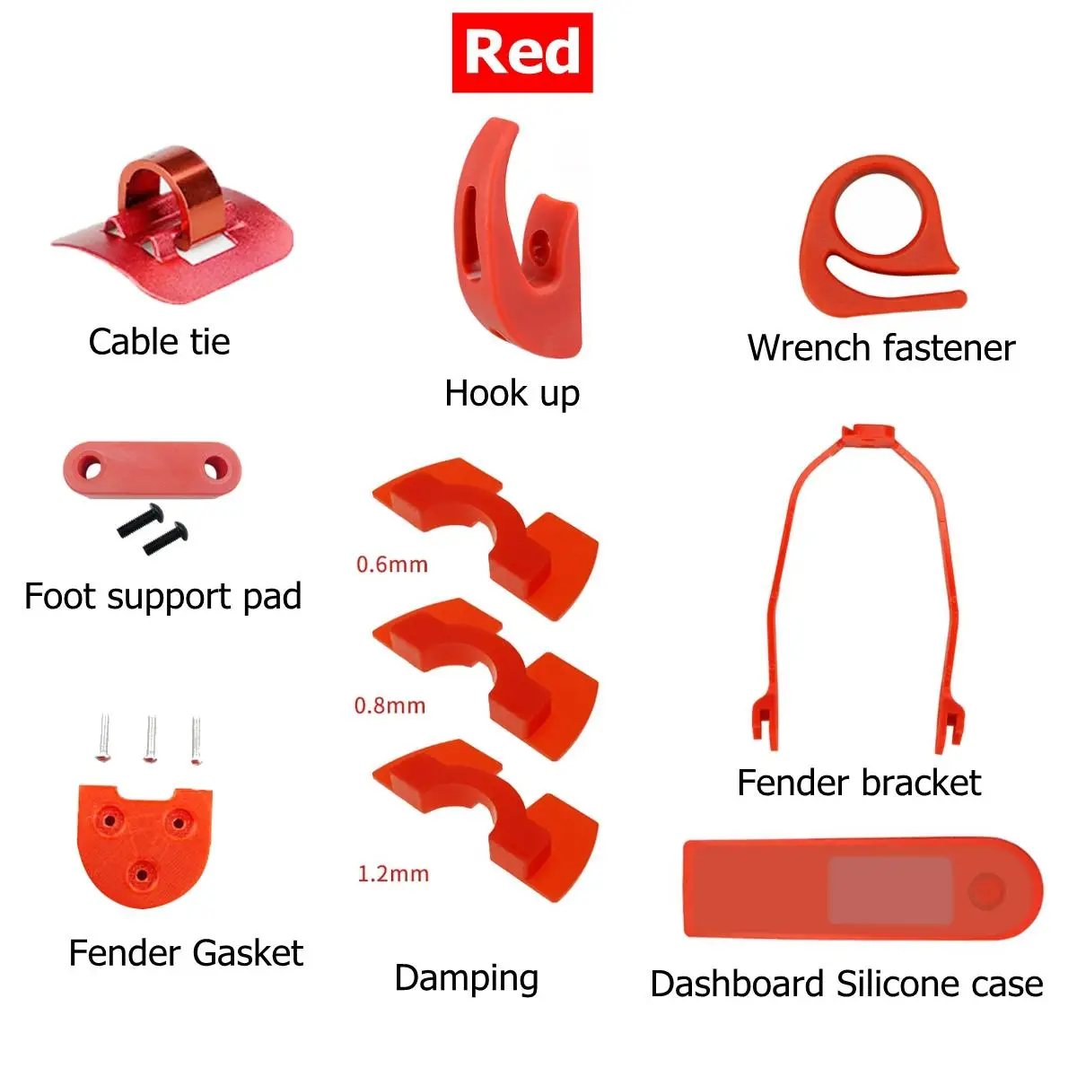 10PSC/set For Xiaomi M365 Pro Accessories Electric Scooter Rear Fender Wing Mudguard Shock Absorption Accessories - Цвет: Red
