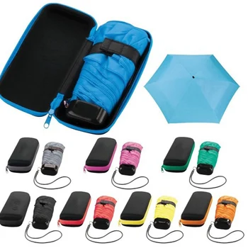 

Mini Five-folding Travel Umbrella with EVA Case 6 Ribs Pongee Fabric UV Protection Compact Portable Outdoor Travel Sun Umbrella