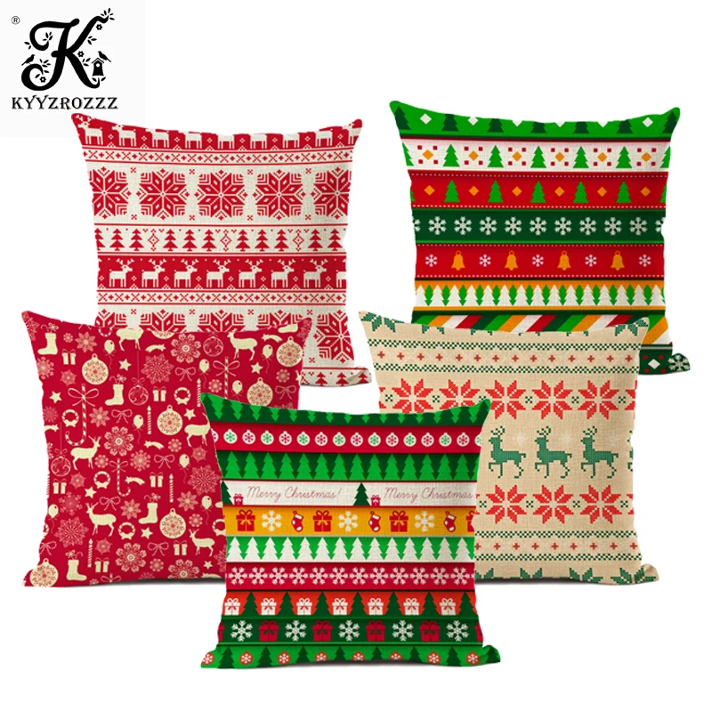 

45x45cm Halloween Christmas Cushion Cover Throw Pillows Case Cotton Linen Tree New Year Decorative Pillows For Sofa funda cojin