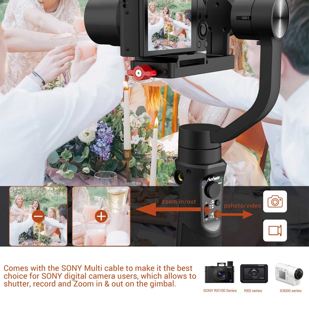 Hohem iSteady Multi 3-Axis Handheld Gimbal Stabilizer for Sony Canon Camera GoPro Hero 7 6 5 Smartp