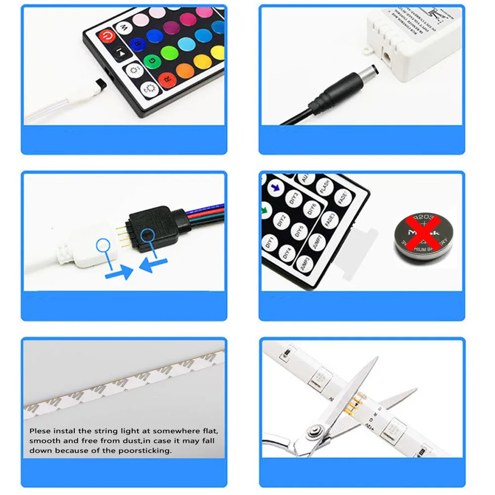 Светодиодная лента RGB SMD3528 гибкая Водонепроницаемая DC 12 В + пульт дистанционного