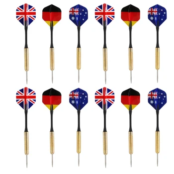 

12pcs Steel Tip Darts 16 Grams with 2BA Aluminum Shafts and National Flag Flights Case Stainless Steel Needle Dart Tips Set