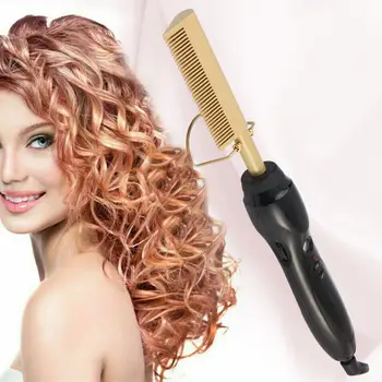 

Fast Heated Dry Wet Dual Use Electric Hair Curler Bangs Comb Brush Straightener