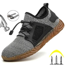 Dropshipping bottes de travail et de sécurité pour hommes chaussures à bout en acier chaussures de sécurité pour hommes baskets de travail anti perforation chaussures de travail respirantes pour hommes 