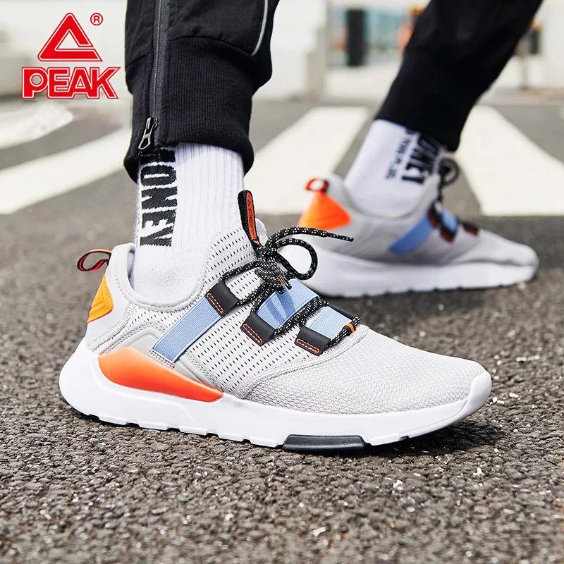 

PEAK Men's Walking Shoes Fashion Stitching Youth Street Shoes Breathable Comfortable Casual Shoes Lightweight Flexible Sneakers
