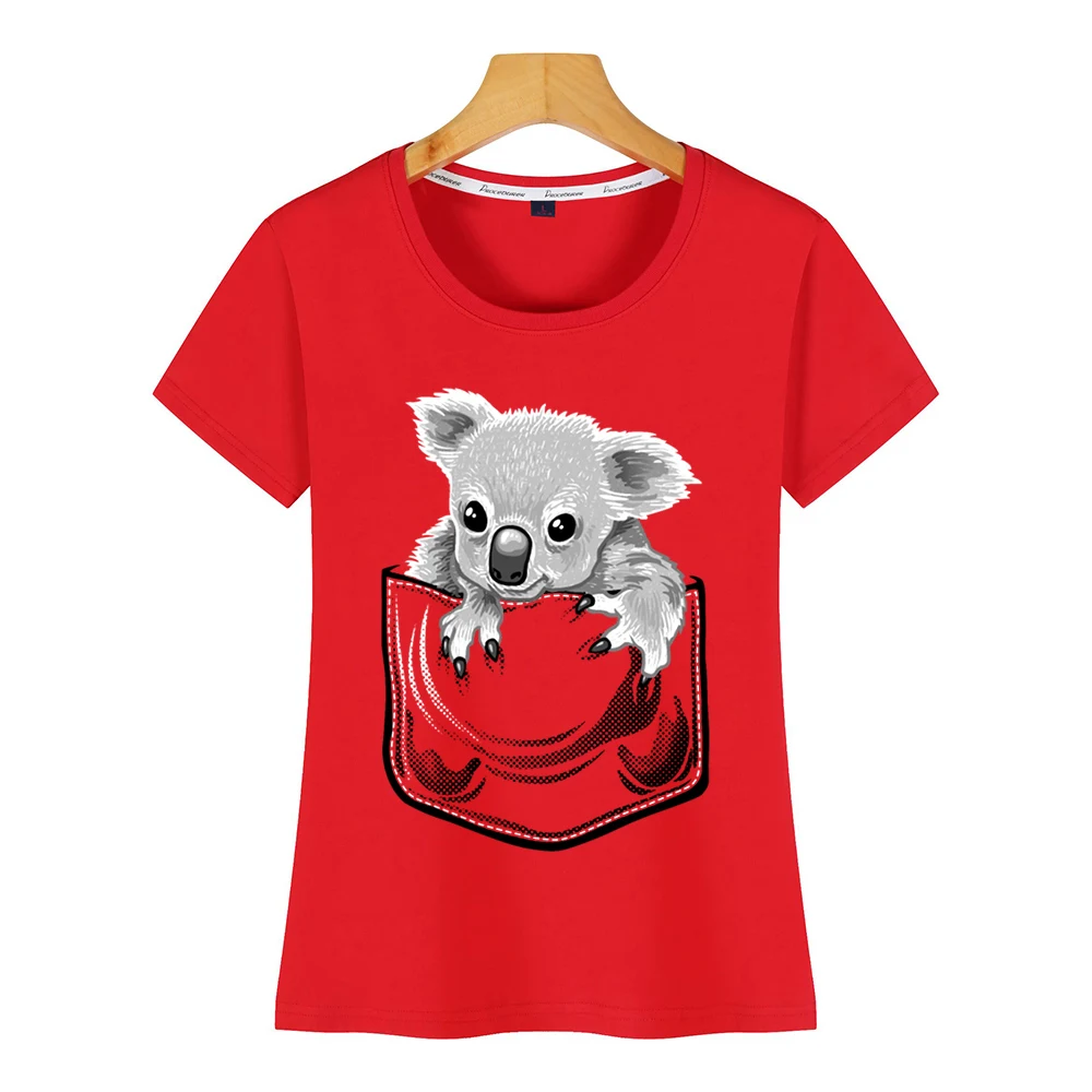 Женская футболка с карманом koala белая короткая круглым вырезом|Футболки| |