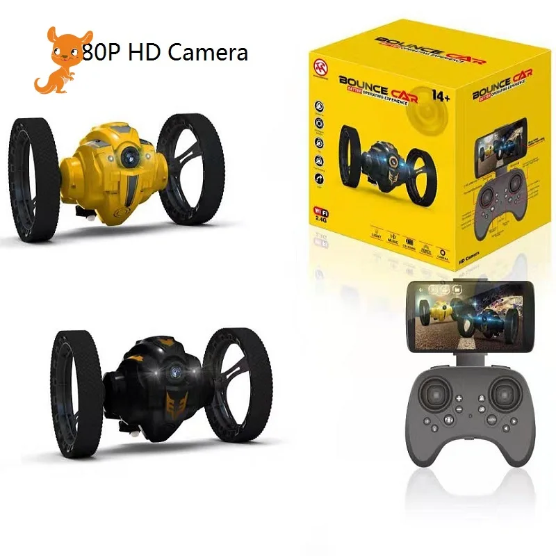 

WiFi RC Prank Stunt i Toy High Speed Video Remote Control Jumping Car LED Headlight Smart Bounce Racer Christmas Gift Camera