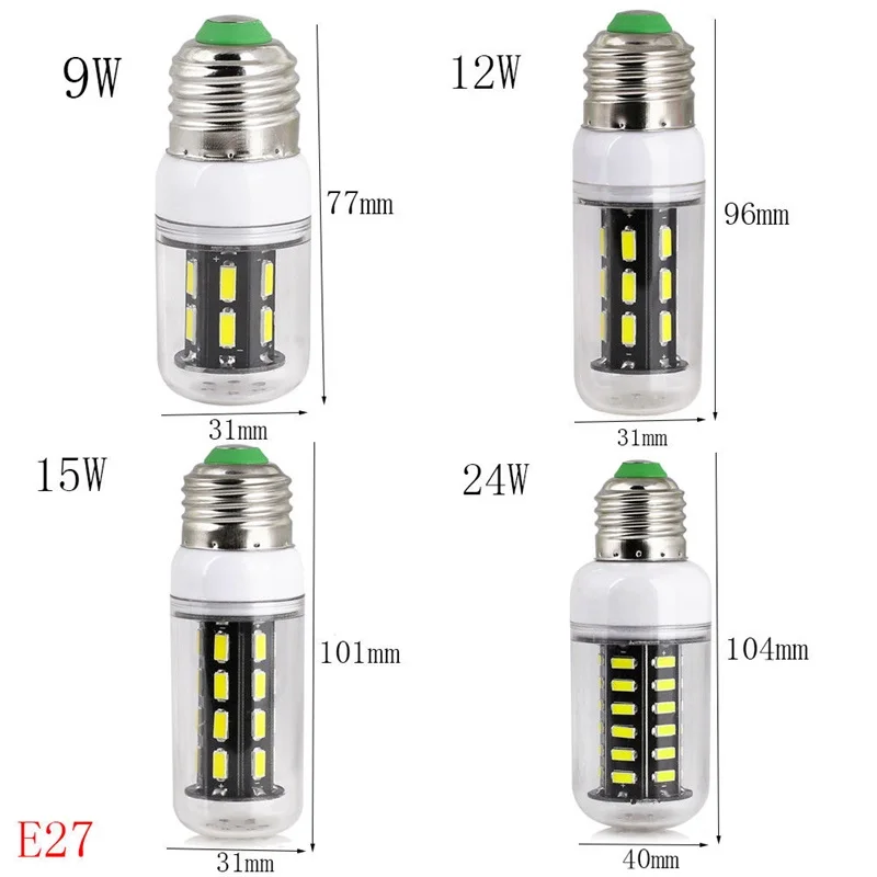 Светодиодный светильник для кукурузы E26 E27 E12 E14 12W 15W 24W 7030 SMD Лампа 15 22 28 42 светодиодная люстра прозрачный корпус белый свет для домашнего декора
