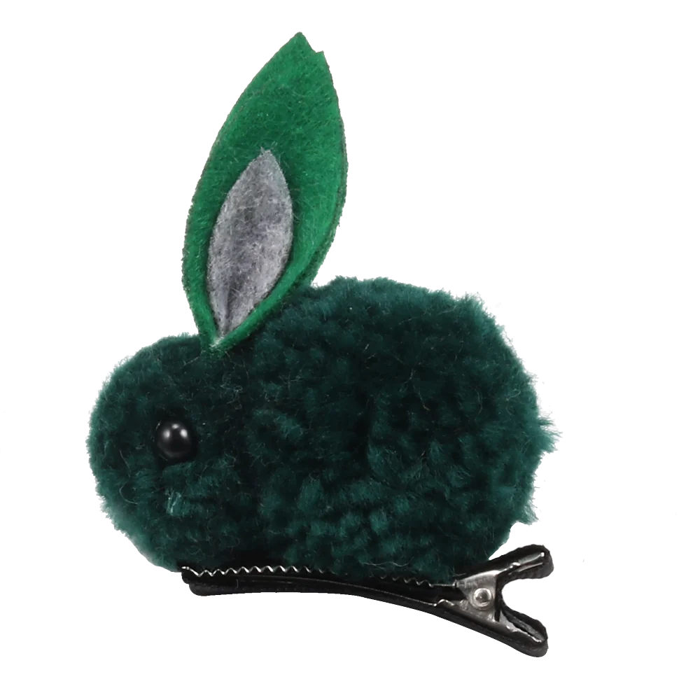 Корейские детские заколки для волос с милым Кроликом, эластичные резинки для волос, зимние плюшевые заколки с кроликом, повязка на голову, аксессуары для волос для девочек - Окраска металла: Green