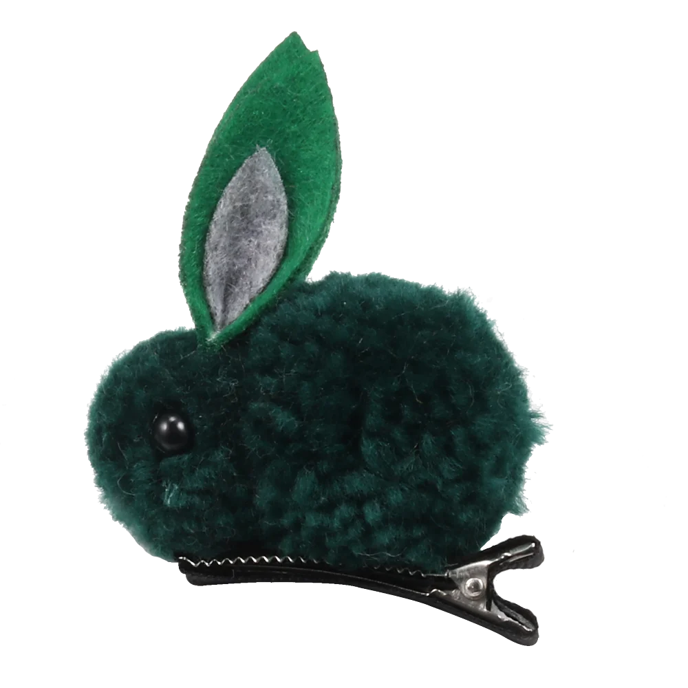 Green Корейские детские заколки для волос с милым Кроликом, эластичные резинки для волос, зимние плюшевые заколки с кроликом, повязка на голову, аксессуары для волос для девочек - Окраска металла: Green