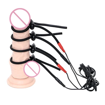 Therapy Massager Electric Shock Silicone Medical Sex Toys for Men Electro Stimulation Penis Ring Electric Shock Cock Ring 4