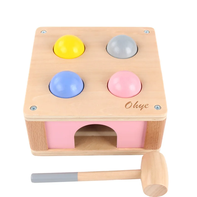 

Children's piling desktop vocal toys percussion baby early education wooden educational toys 1-2-3 years old 4 colored balls