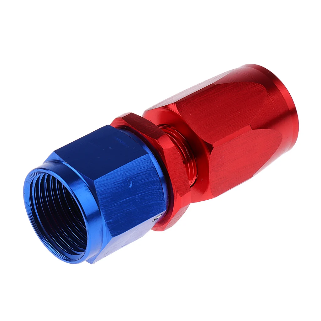 Universal AN-8 Swivel Aluminum Fuel Pump Air Line Hose End Blue And Red