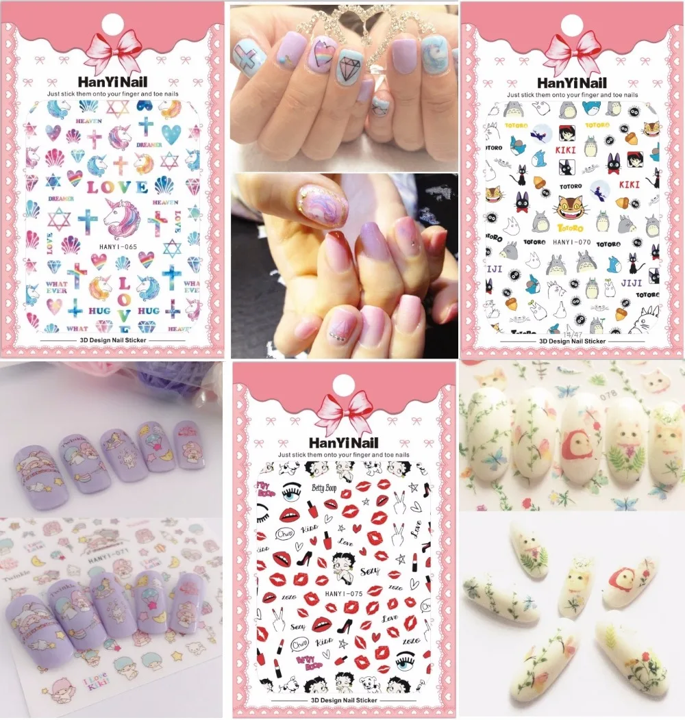 

3 sheet 17 type Japanese Ultrathin Nail Stickers Designs Gummed 3D Nail Art Stickers Decals Makep Art Decorations HanYi065-081