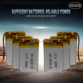 

20pcs Polymer Lithium 3.7v 402030 200mAh Rechargeable Battery Replacement Bluetooth Earphone PDA POS Gamepads Batteries