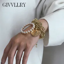 Массивная толстая цепочка, браслеты для женщин и мужчин, ювелирное изделие в стиле панк, креативный, раковое созвездие, Зодиак, тисненый, монета, браслет с жемчужными подвесками