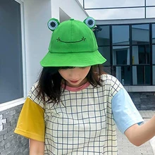 

Fashion Frog Bucket Hat for Women Summer Autumn Plain Women Panama Outdoor Hiking Beach Fishing Cap Sunscreen Female Sunhat Bob