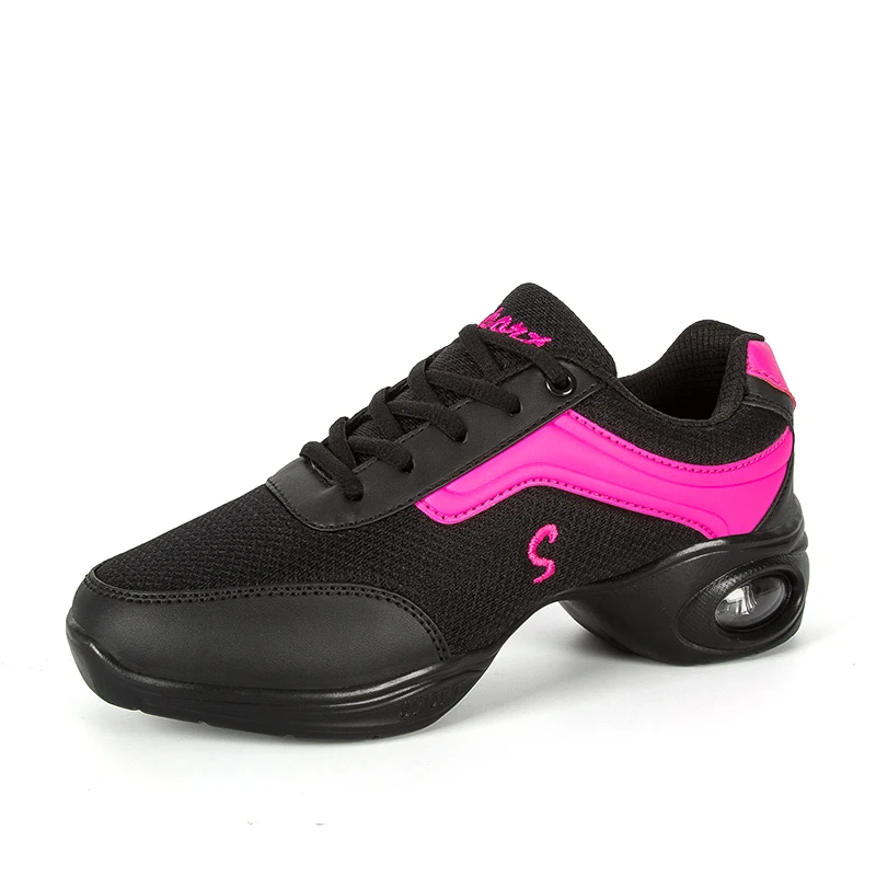 Women Dance Shoes Lightweight White Black Girls Sports Soft Air Sole Sneakers Breathable Women Practice Modern Jazz Dance Shoes - Цвет: Black