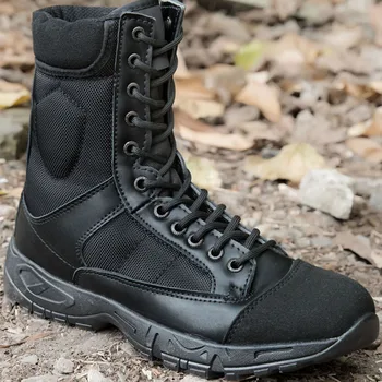 

New Men Tactical Military Boots Shoes Autumn Comfortable Breathable Black Combat Army Work Shoes Botas Mens Boots Wear-resistant