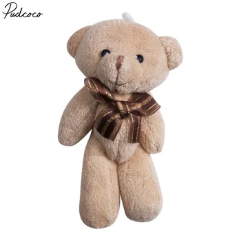 

Pudcoco Lovely 12cm Soft Plush Stuffed Mini Brown Ribbon Teddy Bear Toys Doll For Bouquet