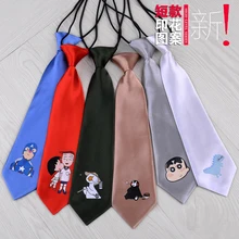 Короткий мультяшный галстук для школьниц, модная рубашка для девочек Jk, свободный галстук, детское платье для колледжа, аксессуары