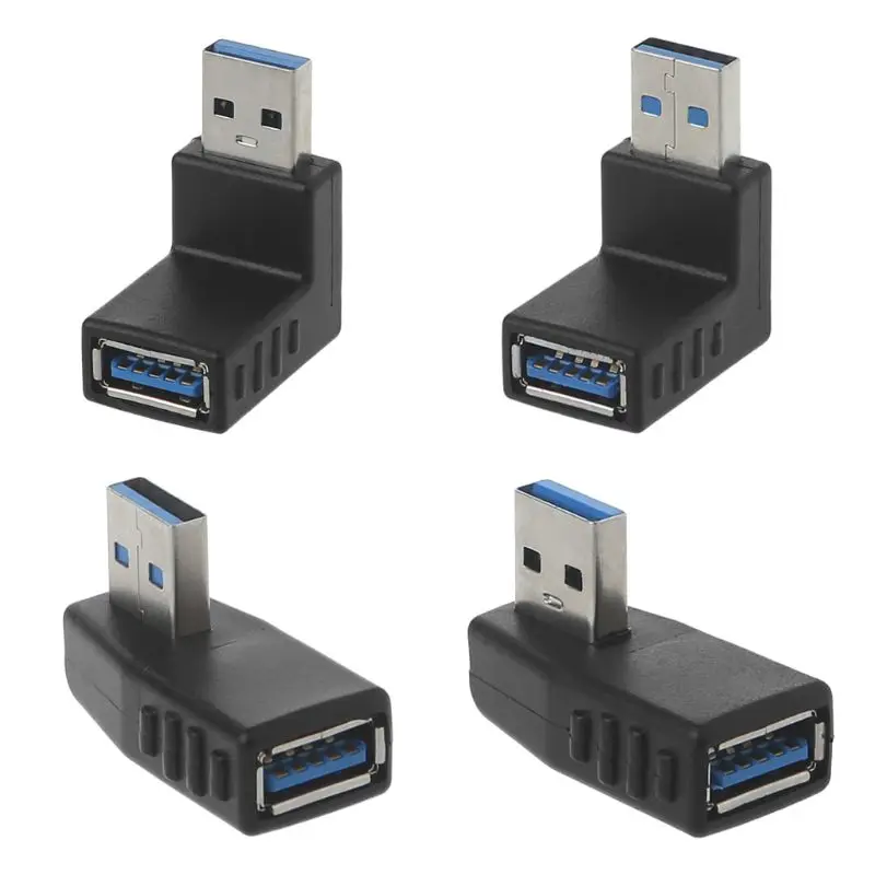 90 градусов левый и правый угловой USB 3 0 A папа к женскому разъему адаптер для