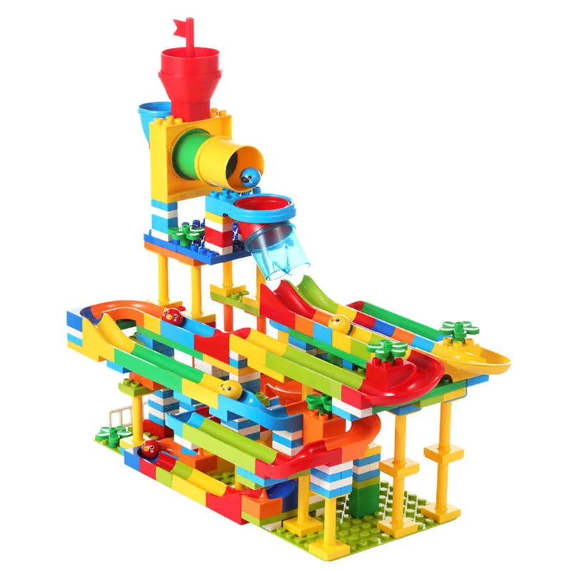 Basic Marble Race Tournament Maze Expansion Building Blocks Parts Running Ball Track Crossing Curve Terminal Pipe Compatible building blocks construction blocks