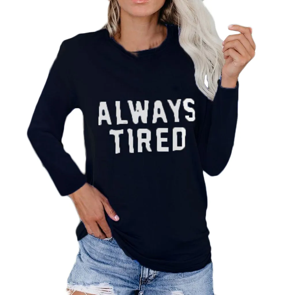 Повседневная Женская толстовка с буквенным принтом длинными рукавами круглым