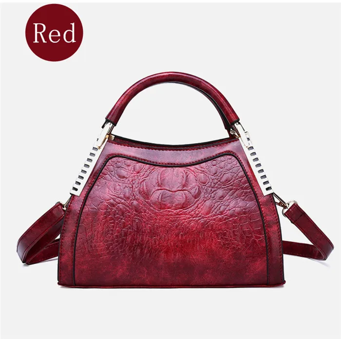Женская сумка ручной работы из натуральной кожи, женская сумка через плечо, сумка с замком, цепочка с крокодиловым узором, винтажные женские сумки для девочек - Цвет: Красный