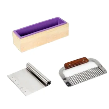 

Silicone Soap Molds Kit Flexible Rectangular Loaf Mold with Wood Box, with 2 Pcs Soap Cutter Stainless for Soap Making Supplies
